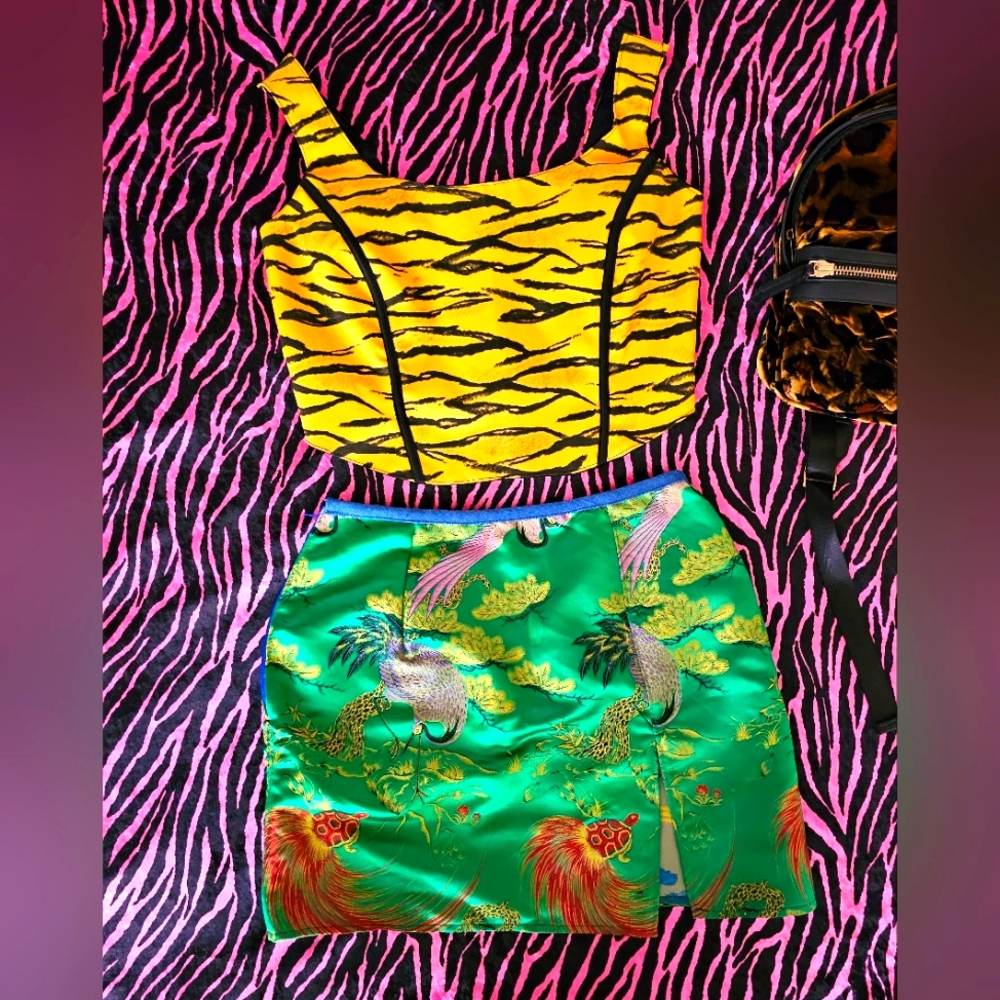 Tiger Print Corset Top S Y2k Cyber 90s Clubwear trashy 2000s bimbo grunge